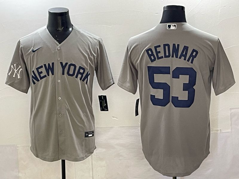 Men New York Yankees #53 Bednar Grey Game Nike MLB 2025 Jersey 02